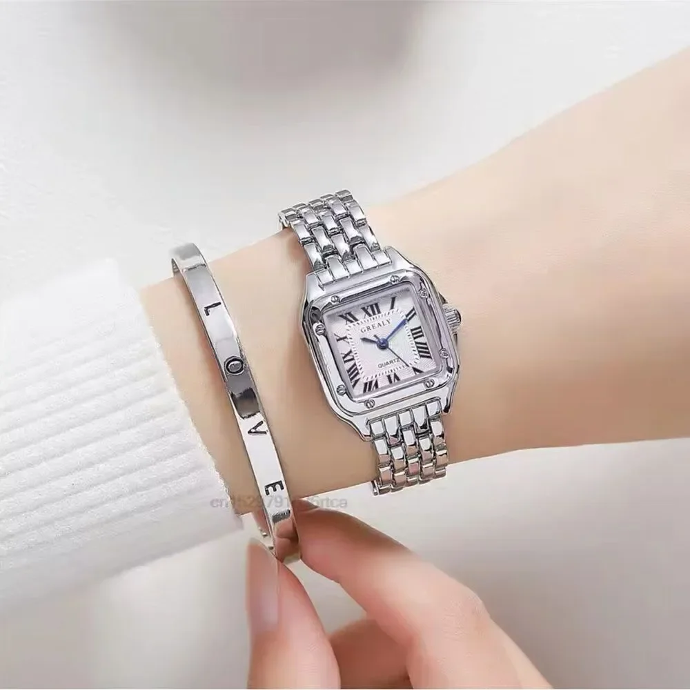 Panthere classic  Silver Watch & LOVE Bracelet Set - Timeless Style